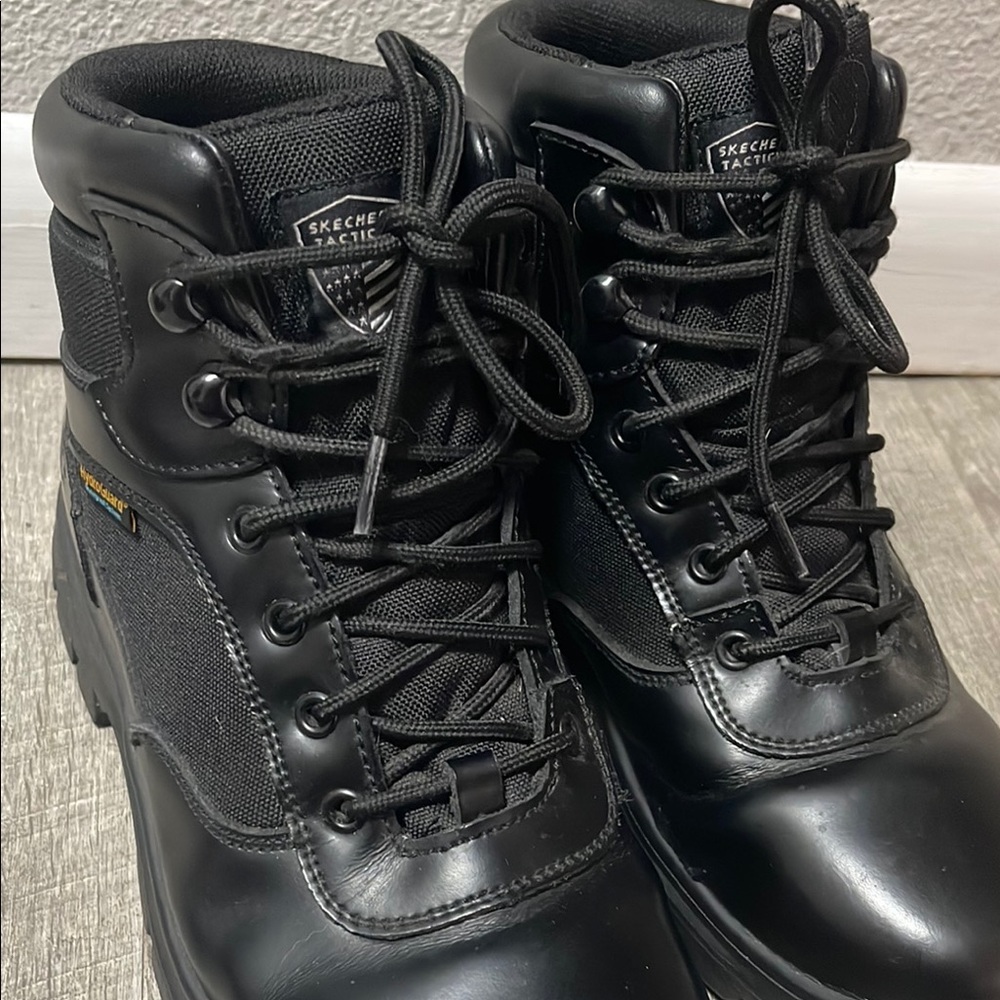 Skechers Men's Black Tactical Lace-Up Work Boots - Picture 7 of 13